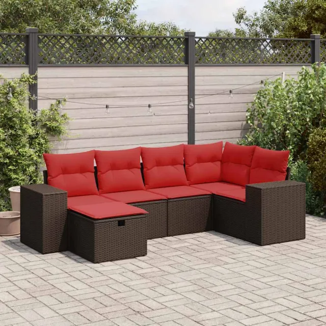 vidaXL 6-delige Loungeset met kussens poly rattan bruin, foto 2