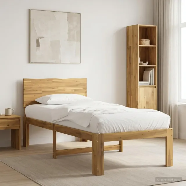 vidaXL Eenpersoonsbed met hoofdbord ROSTOCK Witgewassen 80 x 200 cm Bruin