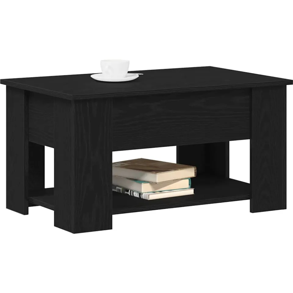 vidaXL Salontafel Zwart Eiken 79 x 49 x 41 cm Bewerkt hout