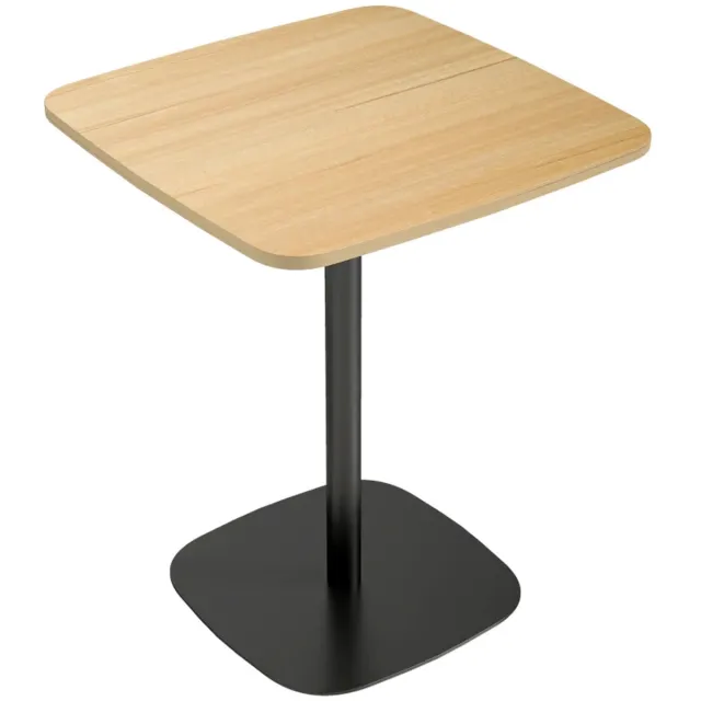 ZYLARO Eettafel - Kleine Vierkante Tafel - 60 cm - MDF-tafelblad - Stalen Onderstel - Voor Woonkamer, Eetkamer En Keuken - Natuurlijk Hout En Zwart natuurlijk hout + zwart