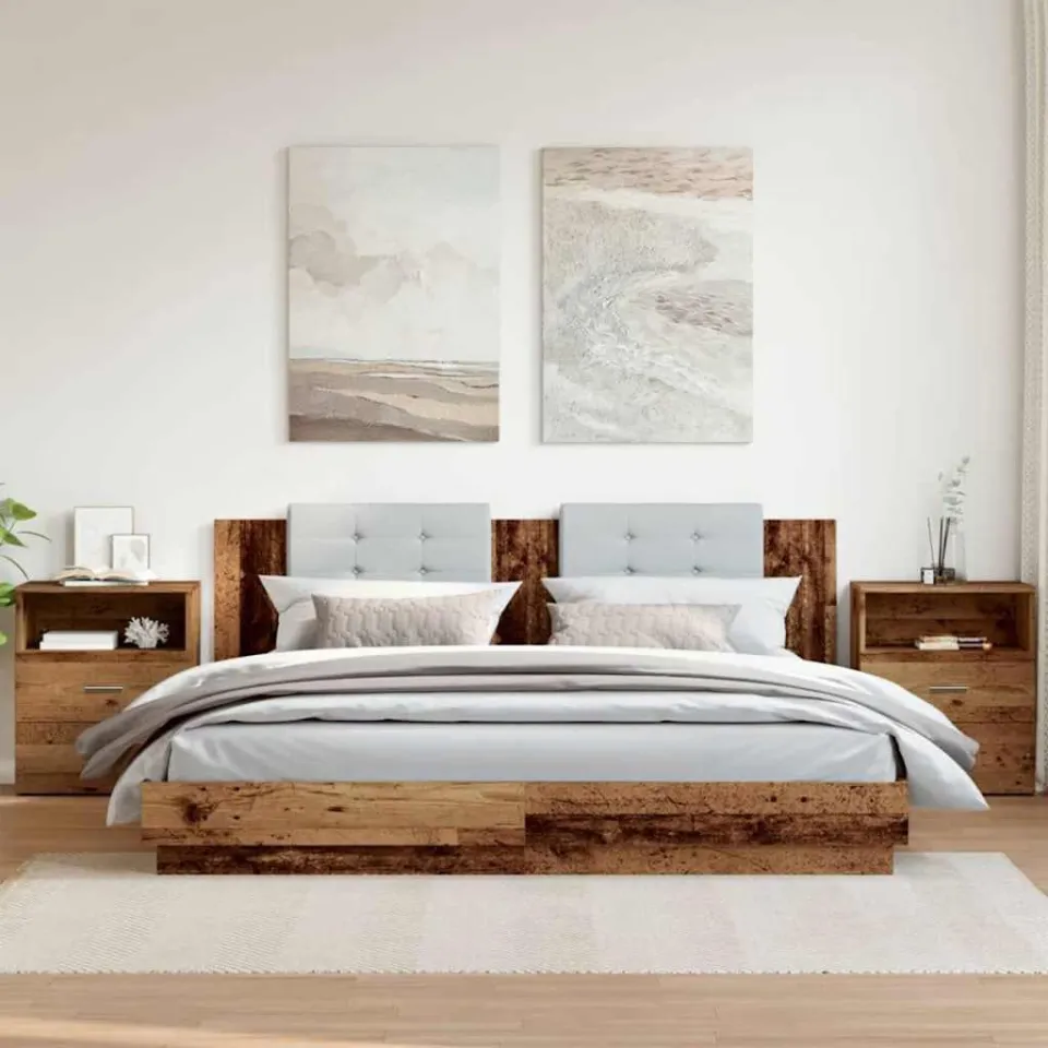 vidaXL Nachtkastjes 2 st 50x32x60 cm bewerkt hout oud houtkleurig bruin, foto 2