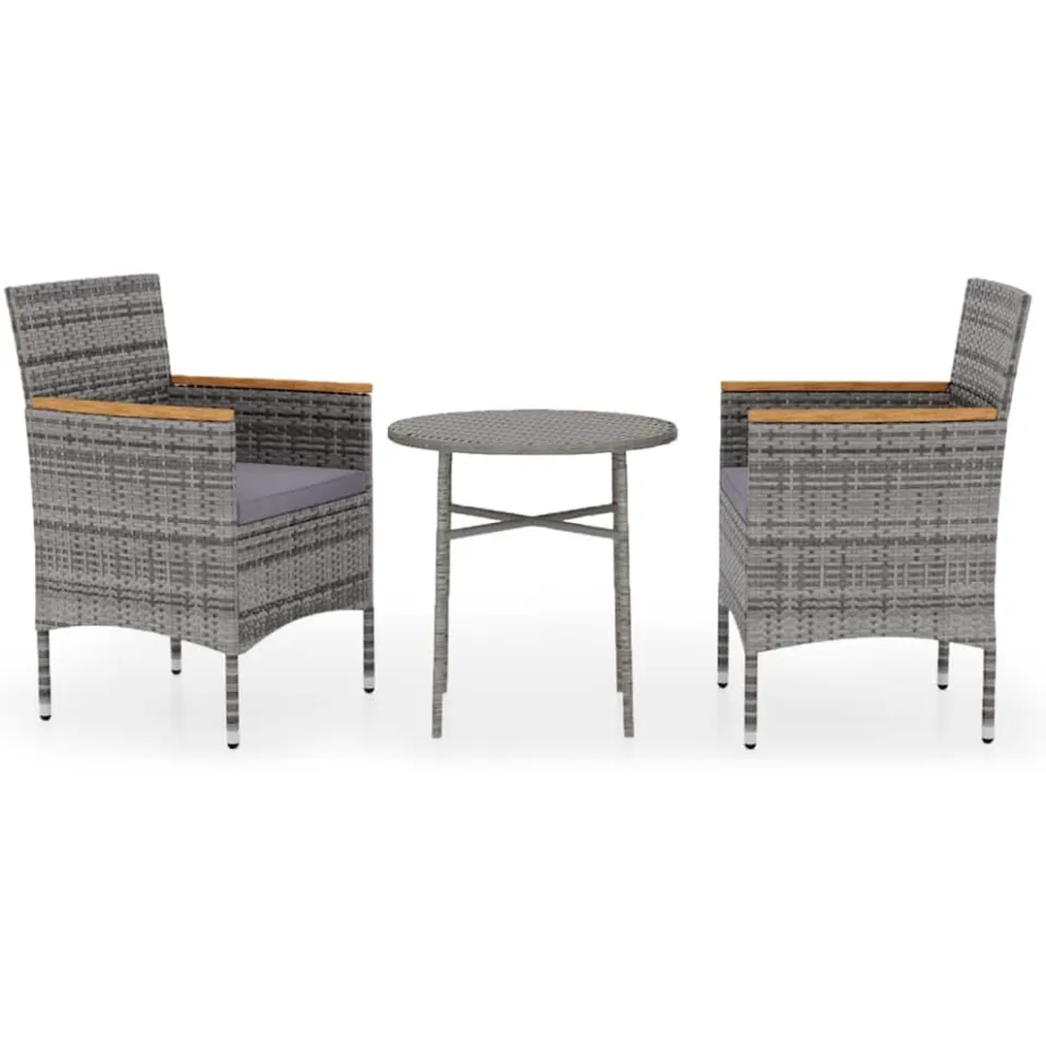 vidaXL 3-delige Tuinset poly rattan grijs, foto 3