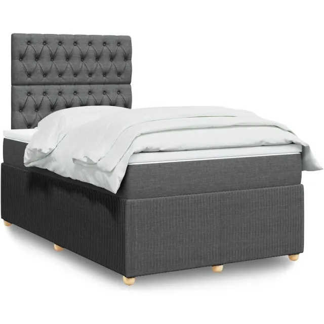 vidaXL Boxspring met matras stof donkergrijs 120x190 cm grijs