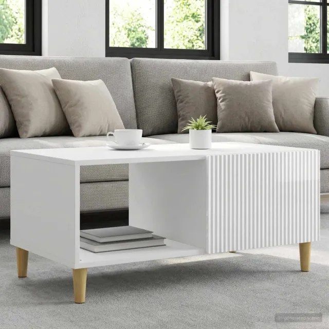vidaXL Salontafel Hoogglans Wit 90 x 50 x 40 cm Bewerkt hout