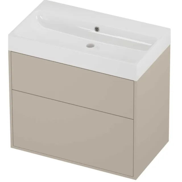 Proline Podium Badmeubelset Polystone Loft 2 Laden 80x46x75 cm Glans Wit Soft Linen Beige