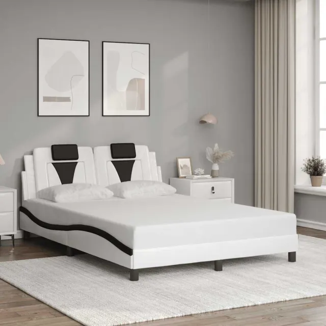 vidaXL Bedframe "Viana" zonder matras kunstleer zwart en wit 140x200 cm