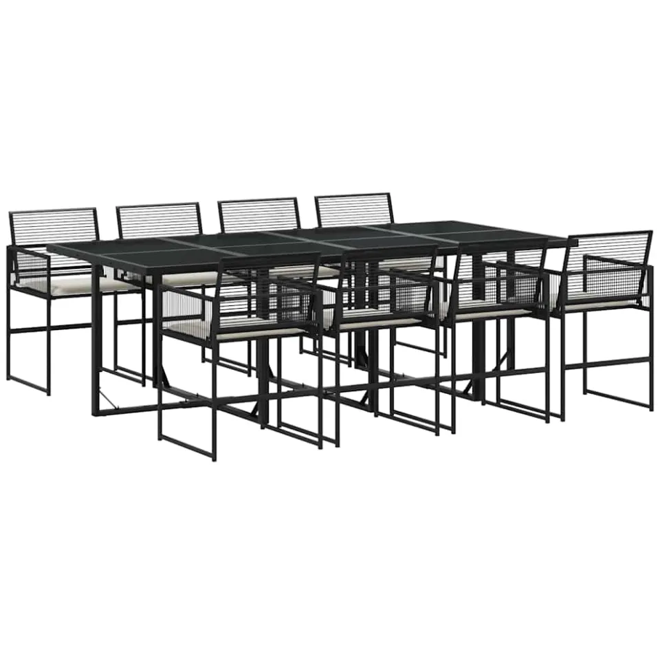 vidaXL 9-delige Tuinset poly rattan zwart