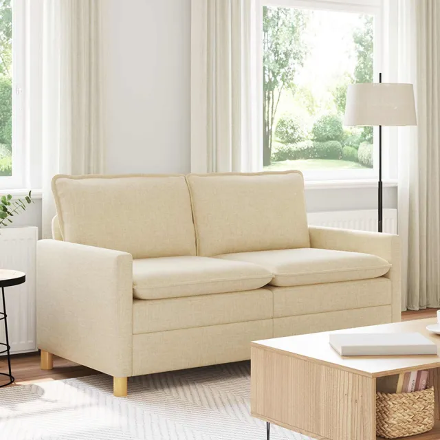 vidaXL Bank 2-zits Crèmekleurig 156 x 81 x 87,5 cm Stof