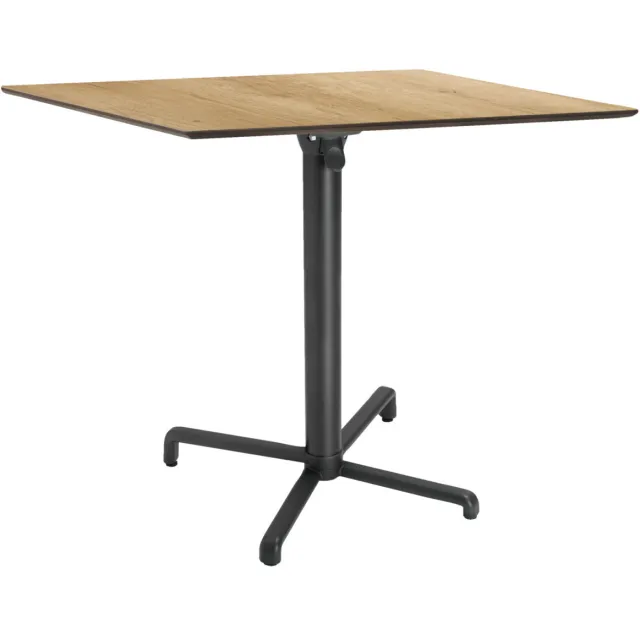 Vega Buitentafel Lift vierkant; 68x68x72 cm (LxBxH); Tafelblad eiken/naturel, frame antraciet; vierkant
