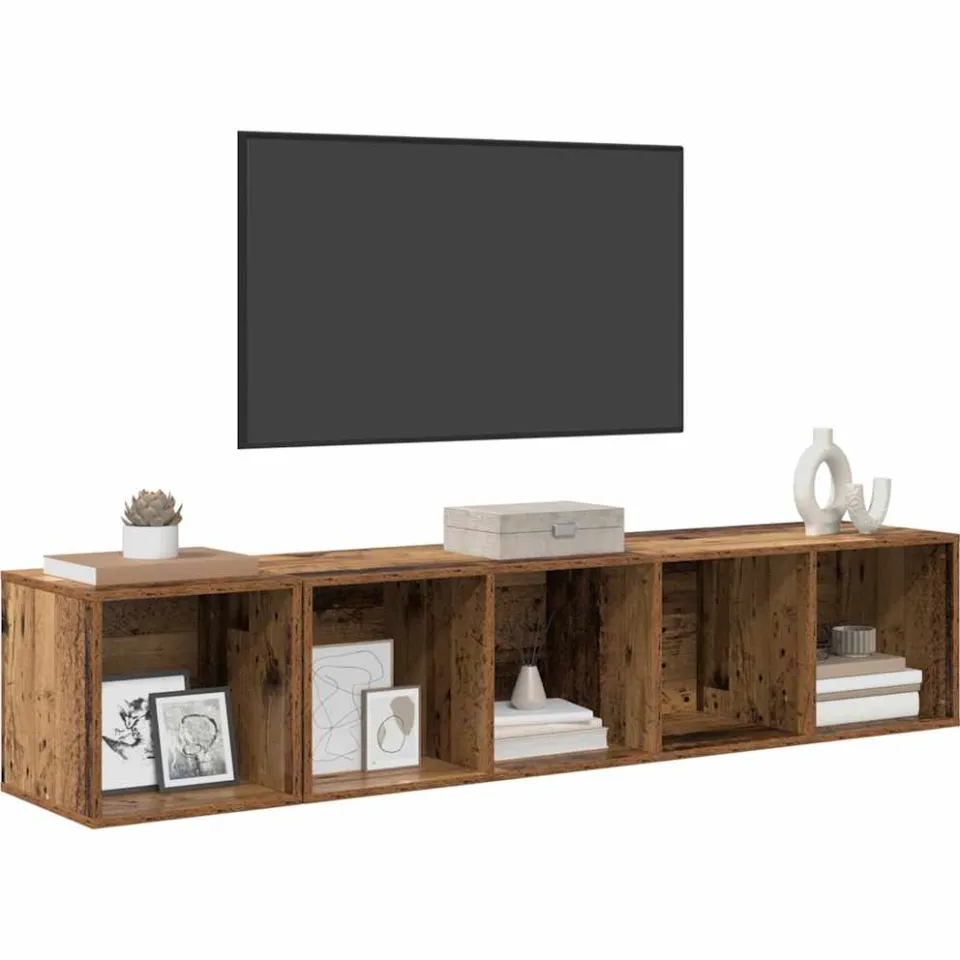 vidaXL TV-kast set 2 st Oud Hout Bewerkt hout Bruin