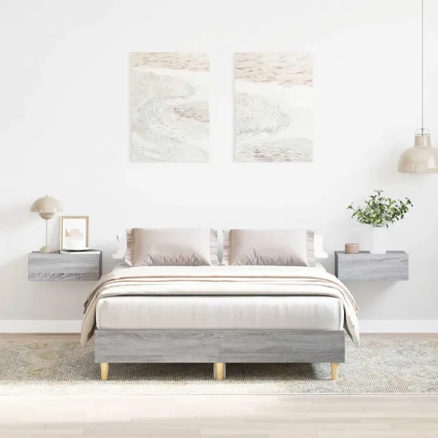 vidaXL Bedframe zonder matras 120x200 cm spaanplaat grijs sonoma