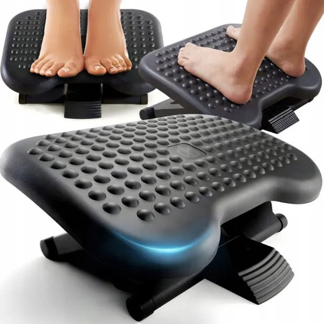 Bedee Verstelbare Ergonomische Voetensteun Bureau - Antislip & Massage Zwart