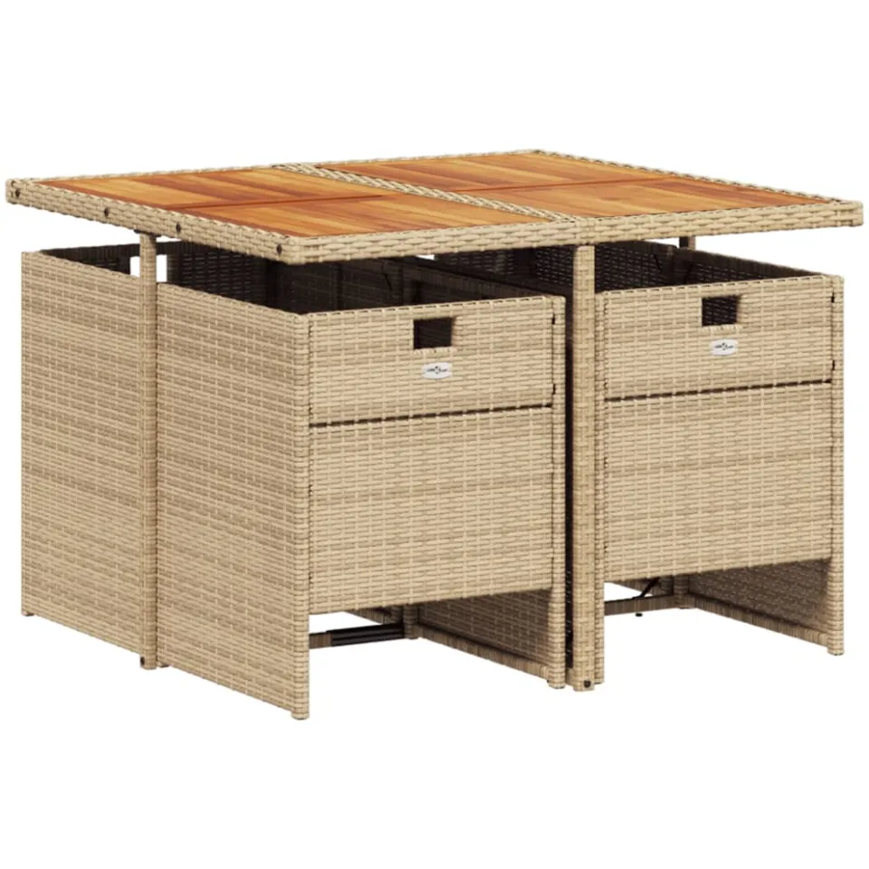 vidaXL 5-delige Tuinset met kussens poly rattan beige, foto 3