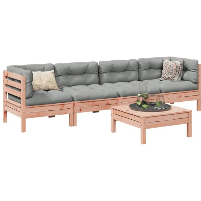 vidaXL 5-delige Loungeset met kussens massief douglas vurenhout Bruin