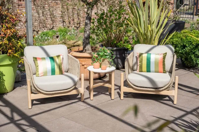Garden Impressions Talara loungeset - 3-delig - acacia white wash - rope sand - sahara sand Zand/Hout kleur