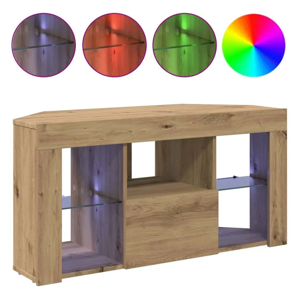 vidaXL Hoek LED TV Kast 100 x 40 x 50 cm Artisan Eiken Bewerkt hout, foto 3