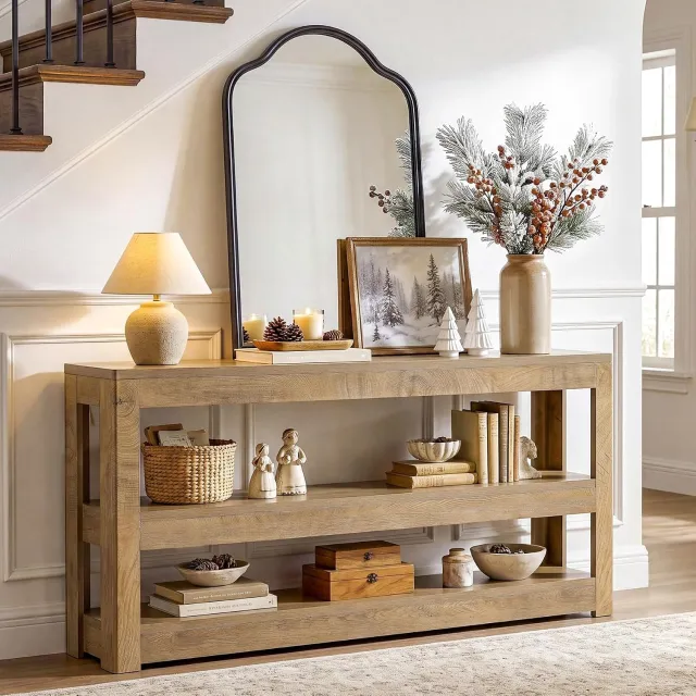 Tribesigns Consoletafe - smalle Sidetable - Bruin - 160 x 30 x 84 cm - Console Tafel voor Hal, Woonkamer, Entree