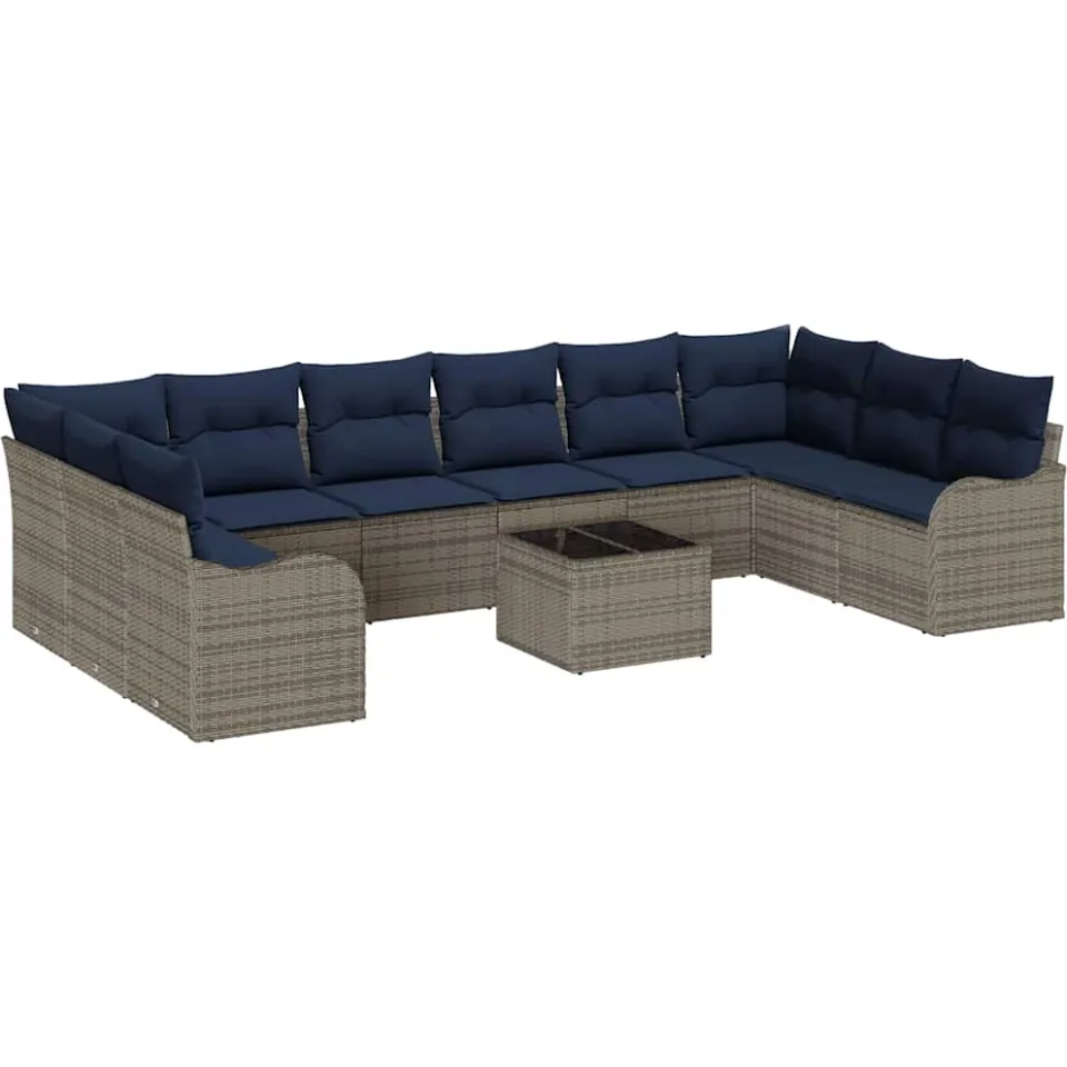 vidaXL Bankstel 11 st Grijs Polyester