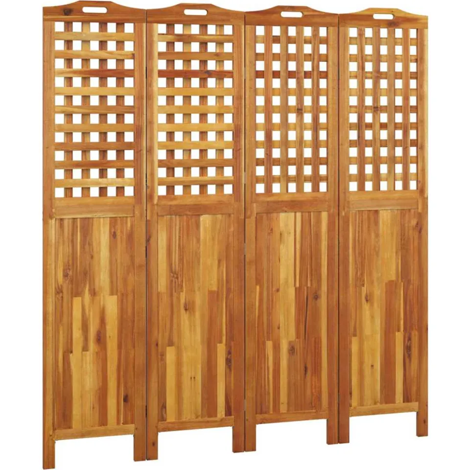 vidaXL Kamerscherm met 4 panelen 162x2x180 cm massief acaciahout Bruin
