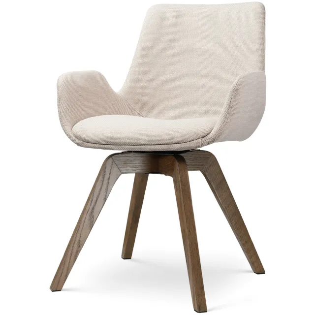 Nolon Noor-Eef draaibare eetkamerstoel beige - walnoot houten onderstel