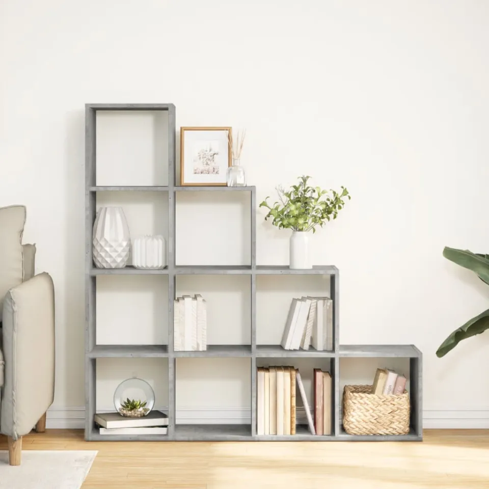 vidaXL Kamerscherm / boekenkast 4-laags 131,5x29x131,5 cm hout grijs, foto 2
