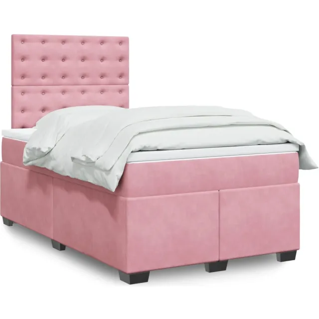 vidaXL Boxspring met matras fluweel roze 120x190 cm