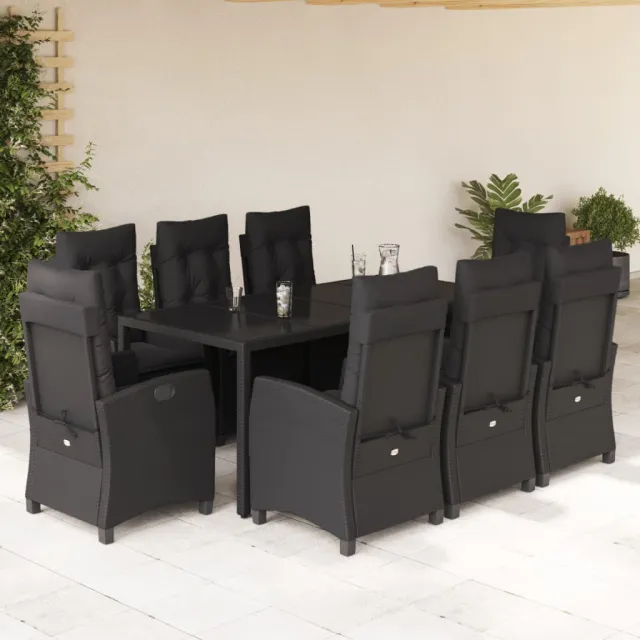 vidaXL 9-delige Tuinset poly rattan zwart, foto 2