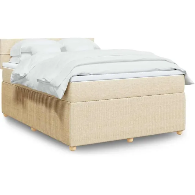 vidaXL Boxspring met matras stof crèmekleurig 140x190 cm