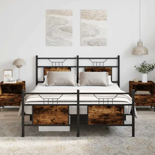 vidaXL Bedframe zonder matras hout gerookt eikenkleurig 137x190 cm