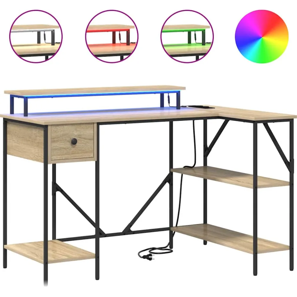 vidaXL Bureau Sonoma Eiken 120 x 79 x 86,5 cm Bewerkt hout, foto 4