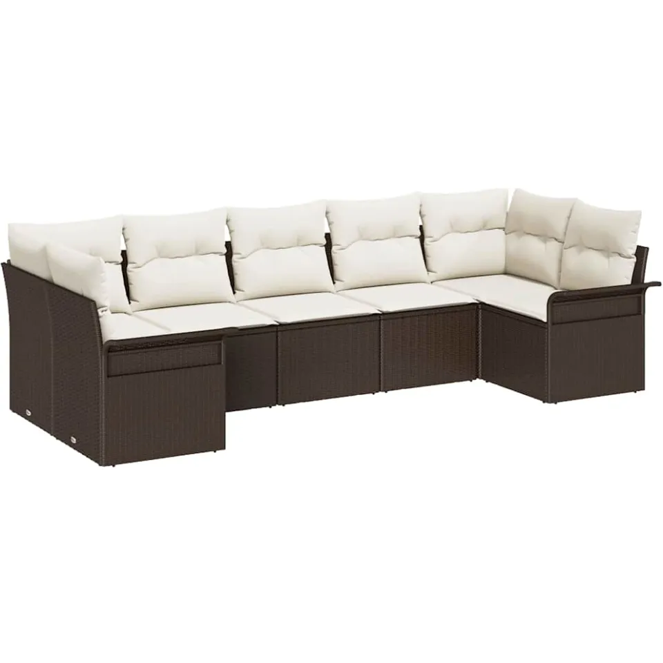 vidaXL Tuin Sofa Set 7 st Bruin Poly riet