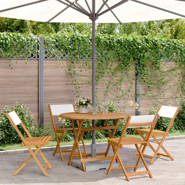 vidaXL 5-delige Tuinset massief hout en stof crèmewit, foto 2