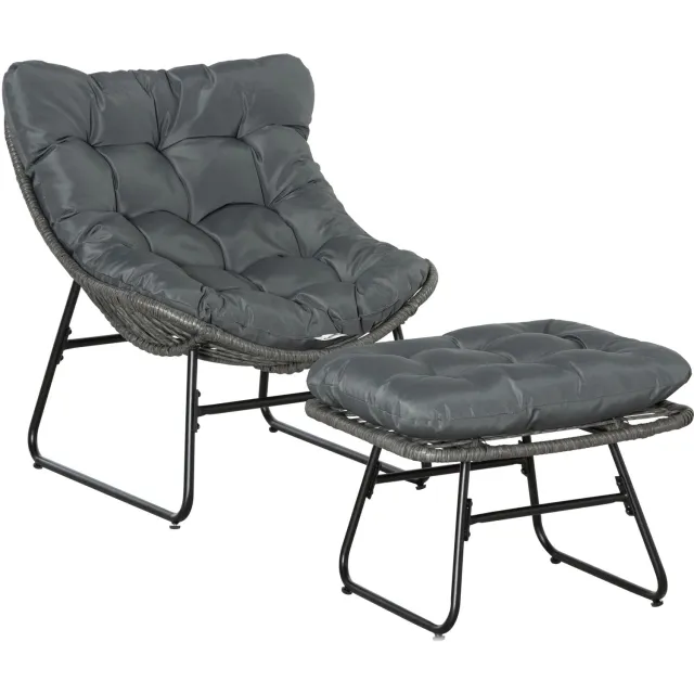 Outsunny Rotan loungestoelenset - Polyester - 69x76x70cm - Grijs