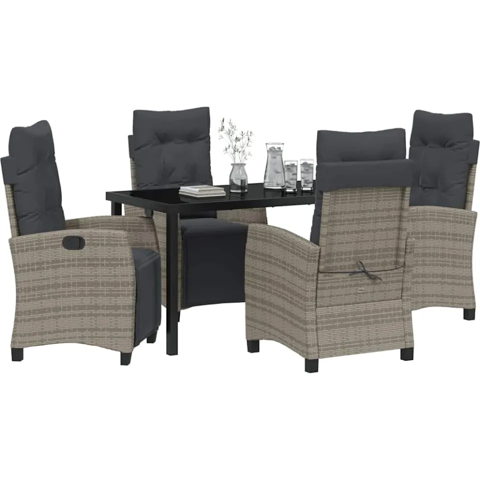 vidaXL Tuin eettafelset 5 st Grijs poly rattan
