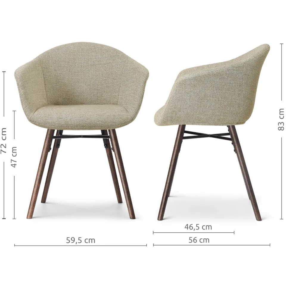 Nolon Nena-Otis eetkamerstoel taupe melange - walnoot houten onderstel, foto 3