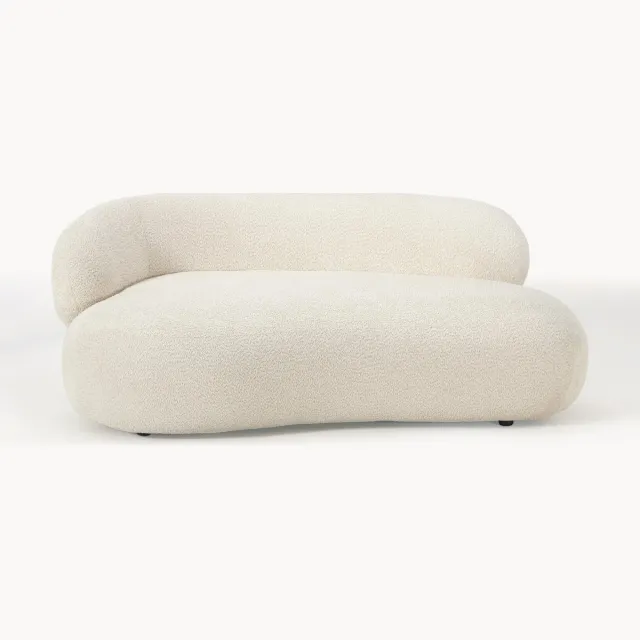 Westwing Collection Bank Alba (2-zits) uit teddy bouclé Wit