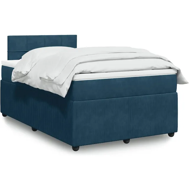 vidaXL Boxspring met matras fluweel blauw 120x200 cm