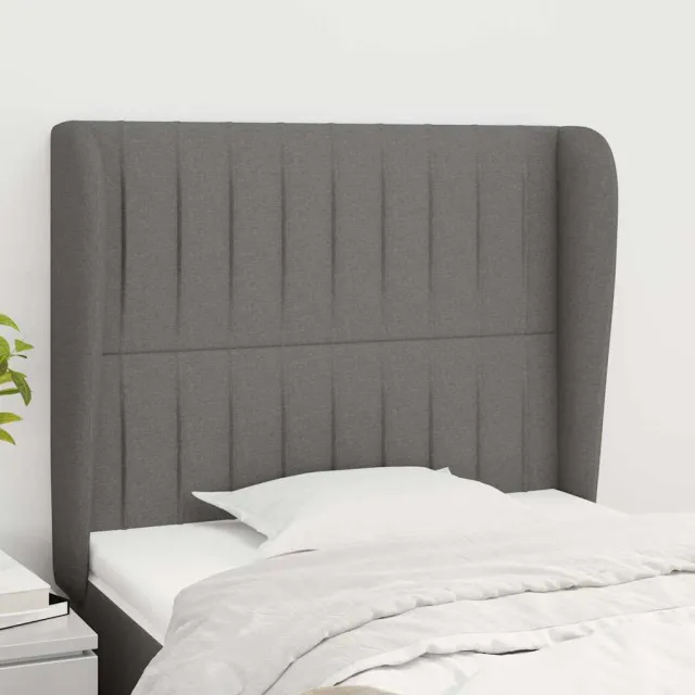 vidaXL Hoofdbord met randen 83x23x118/128 cm stof donkergrijs grijs