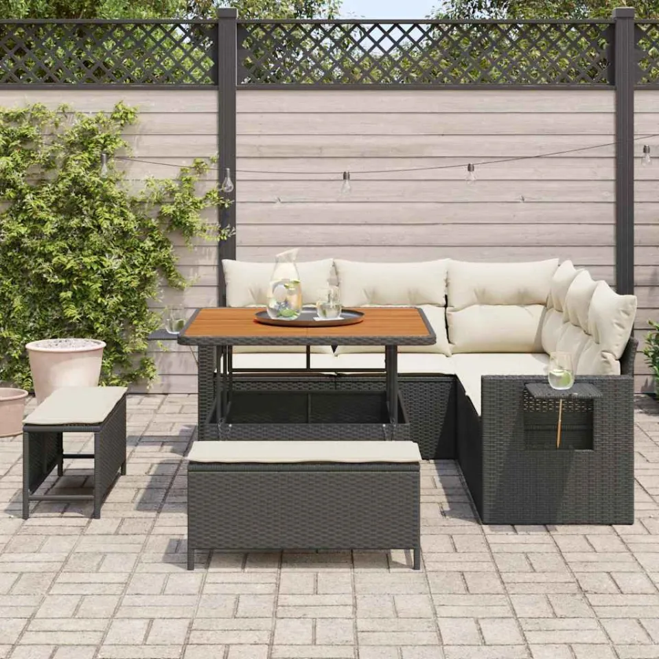 vidaXL Tuin Sofa Set 8 st Zwart poly rattan, foto 2