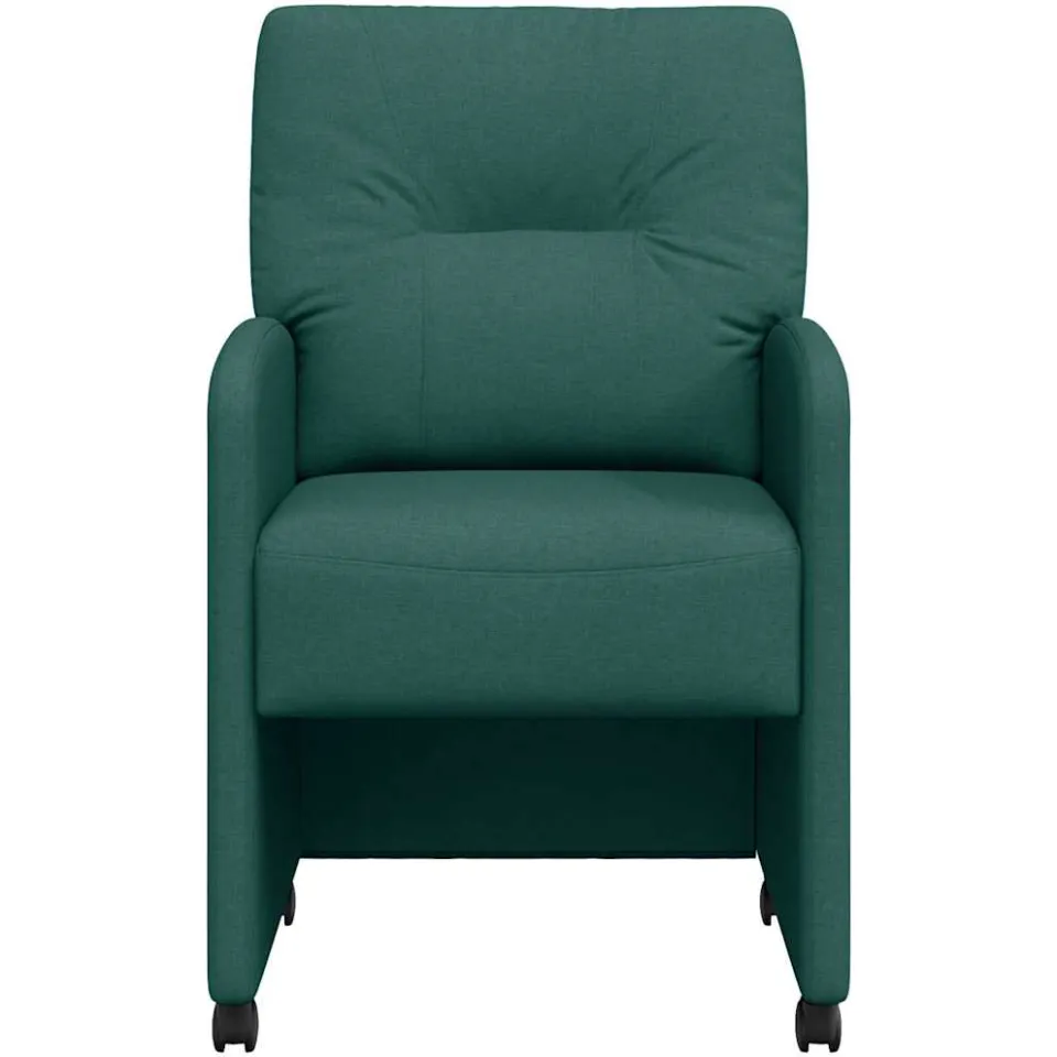 vidaXL Eetkamerstoelen met Wieltjes 2 st Stof Donkergroen groen, foto 4