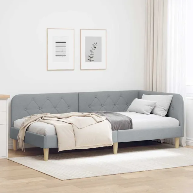 vidaXL Hoekbedframe Lichtgrijs 100 x 200 cm Stof