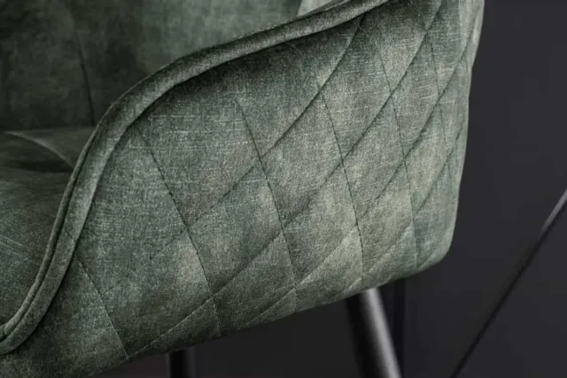Invicta Interior Design barkruk EUPHORIA groen fluweel zwart metalen poten barstoel met rugleuning - 43688 Zie omschrijving