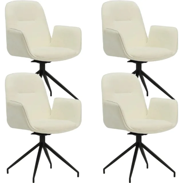 Dimehouse Set van 4 Draaibare Eetkamerstoelen Nela Chenille Crème - Met Armleuningen - Chenille - Design Wit