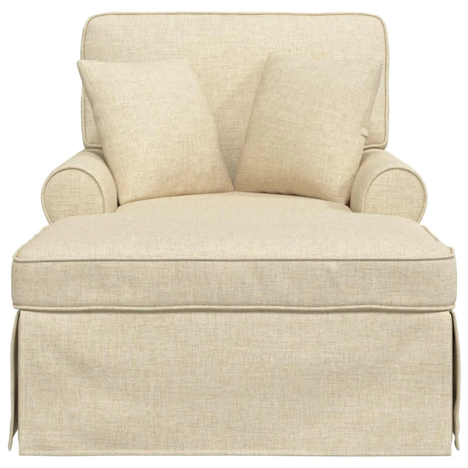 vidaXL Chaise Lounge met Rok 3 st Crème Stof 91 x 157 x 91 cm