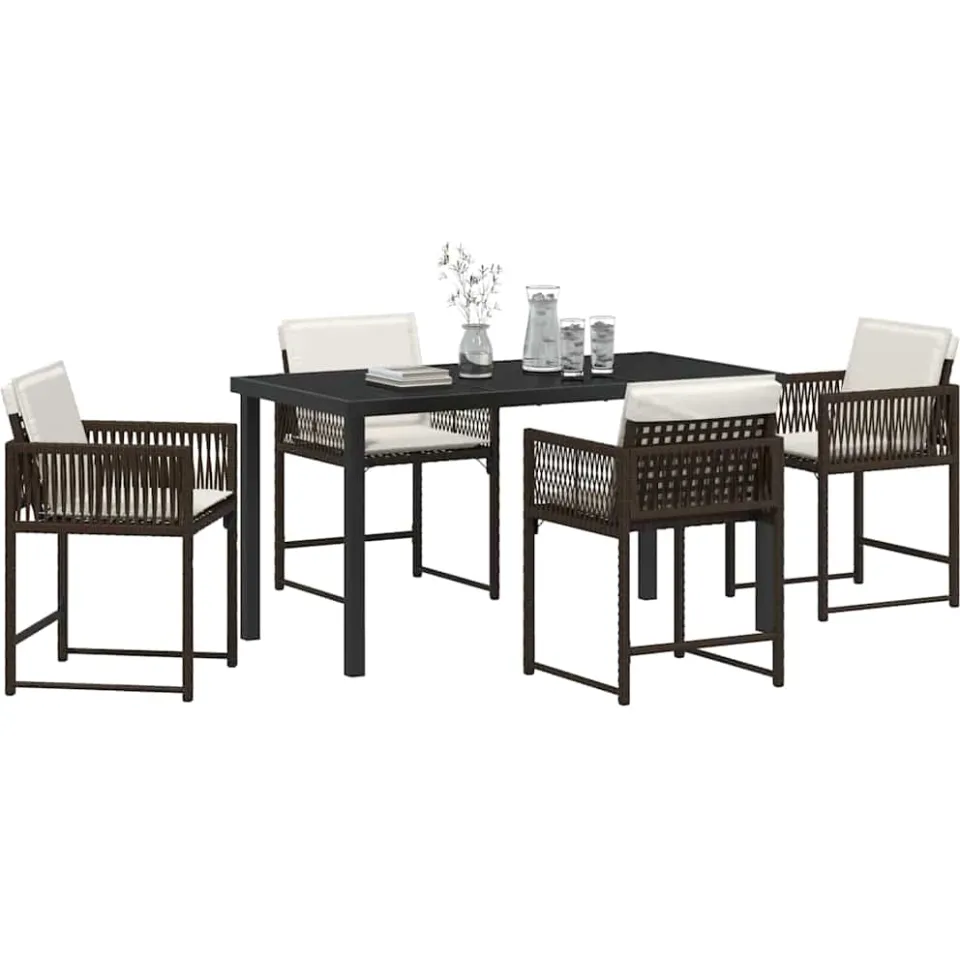 vidaXL Tuin eettafelset 5 st Bruin poly rattan