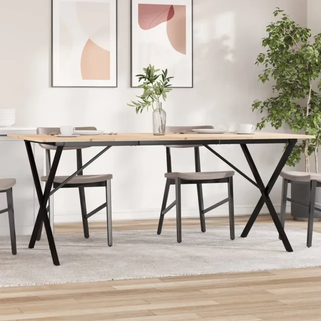 vidaXL Eettafel X-frame 180x90x75 cm massief grenenhout en staal Bruin