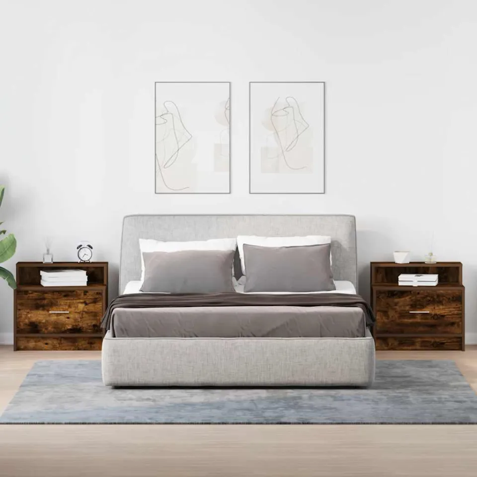 vidaXL Nachtkastjes 2 st met lade 51x31x47 cm gerookt eikenkleurig, foto 2
