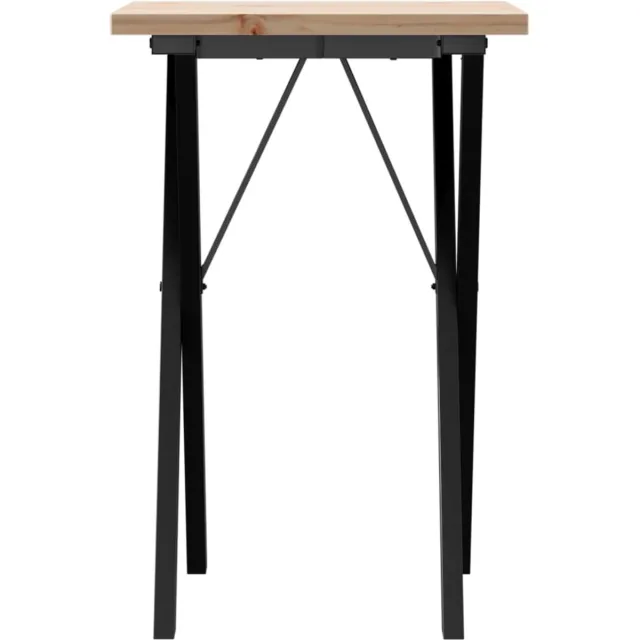 vidaXL Eettafel - X-frame - 50x50x75,5 - cm - massief - grenenhout - en - staal Bruin