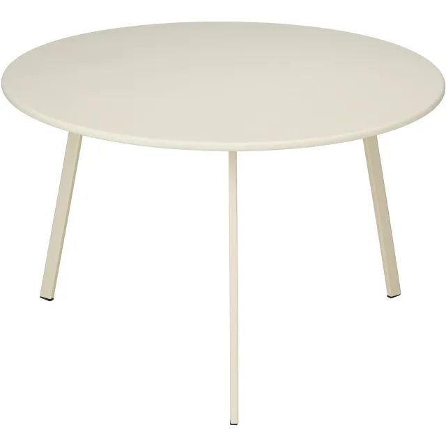 Mica Decorations Seatle Bijzettafel Rond voor Buiten - Koffietafel - Salontafel Buiten - Ook als Plantentafeltje of Plantenstandaard - Metaal - 38 x 61 cm - Creme Crème