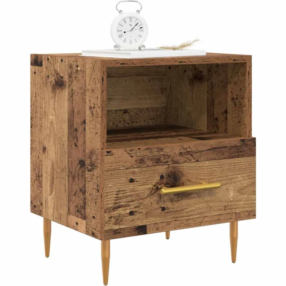 vidaXL Nachtkastje 2 st Oudhout 40 x 35 x 47,5 cm Bewerkt hout Bruin